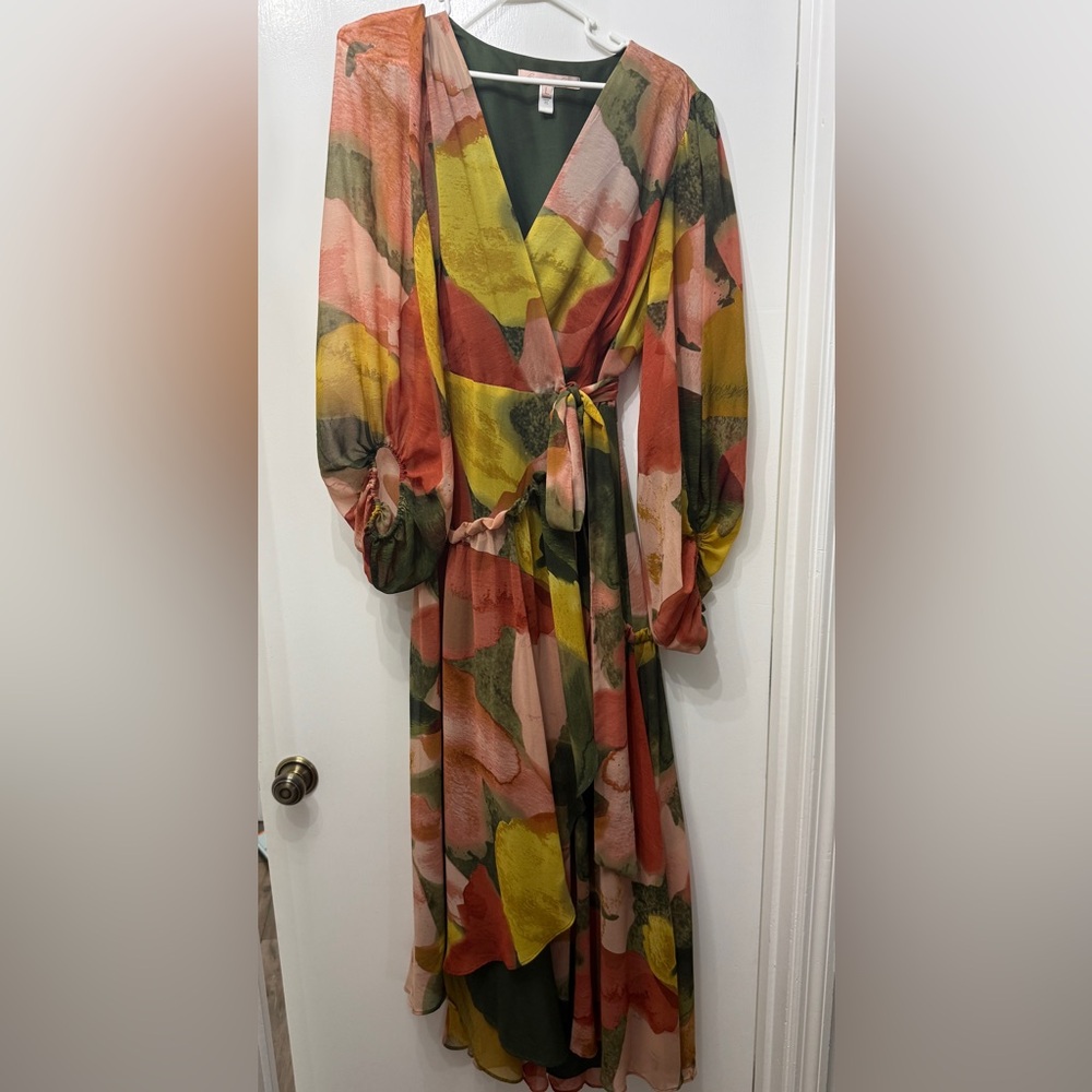Hutch Floral High-Low Maxi Dress in Pink, Yellow & Olive - Picture 2 of 5